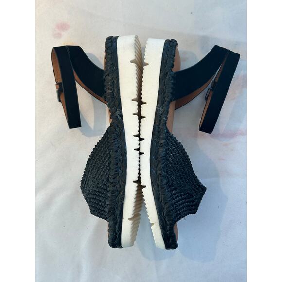 GENTLE SOULS ( by Kenneth Cole )LUCILLE RAFFIA PLATFORM SANDAL BLACK Size 7.5 - Picture 3 of 7